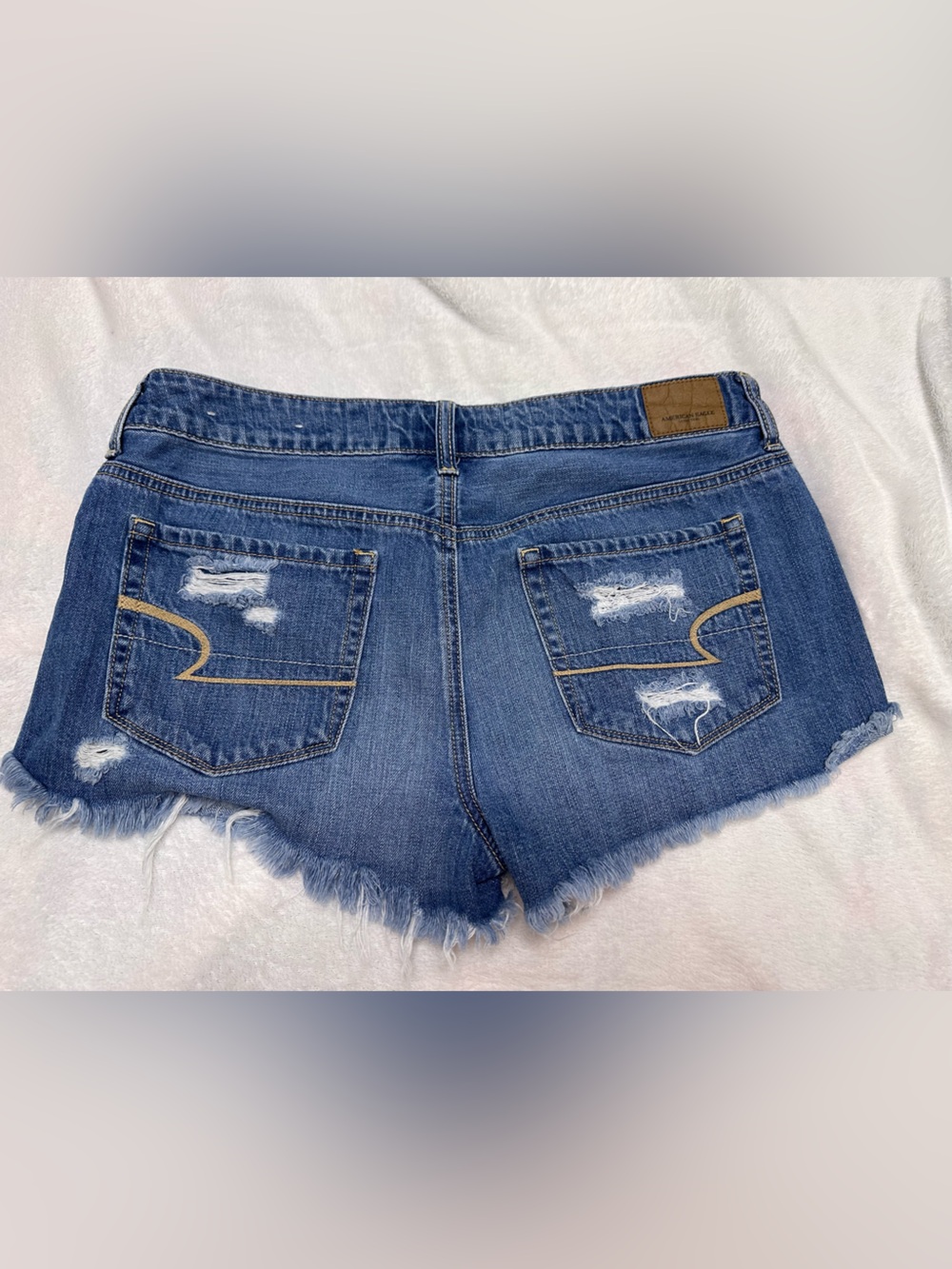 American Eagle Outfitters Blue Distressed Denim Shorts